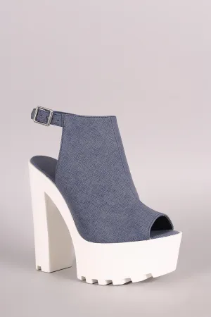 Bamboo Nubuck Lug Sole Platform Mule Heel