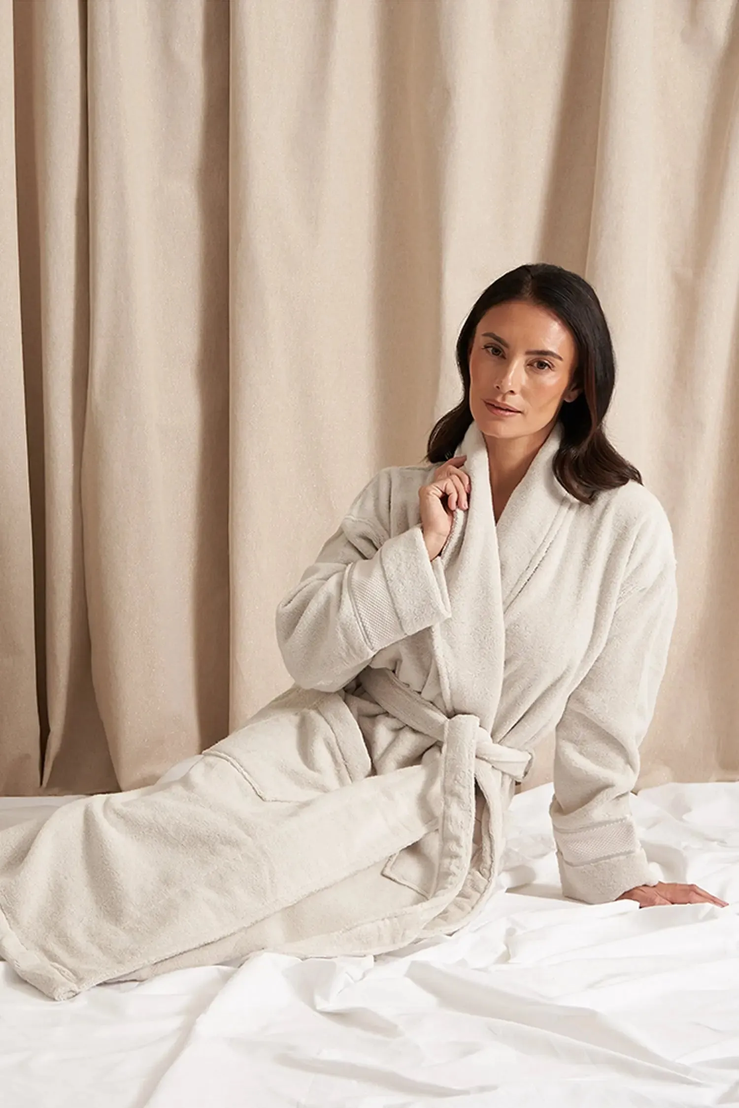 Bamboo Towelling Robe in Light Grey