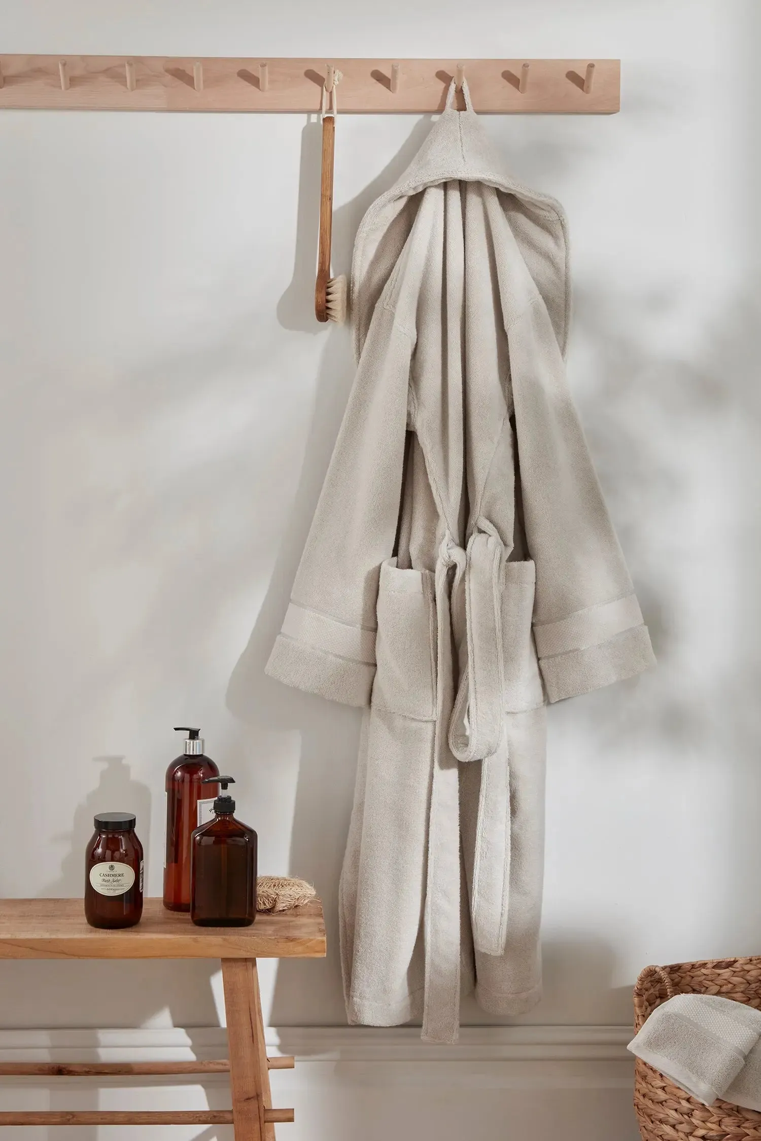 Bamboo Towelling Robe in Light Grey