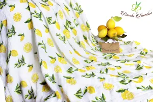 Bamboo Viscose Muslin Swaddle Blanket Set Of 2, Lemon And Strawberry Prints