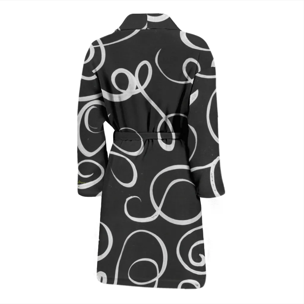 B&W Squiggles Bath Robe - Men