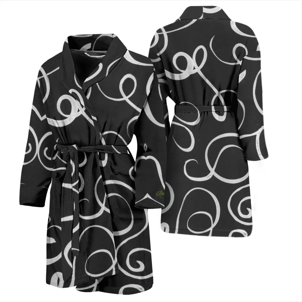 B&W Squiggles Bath Robe - Men