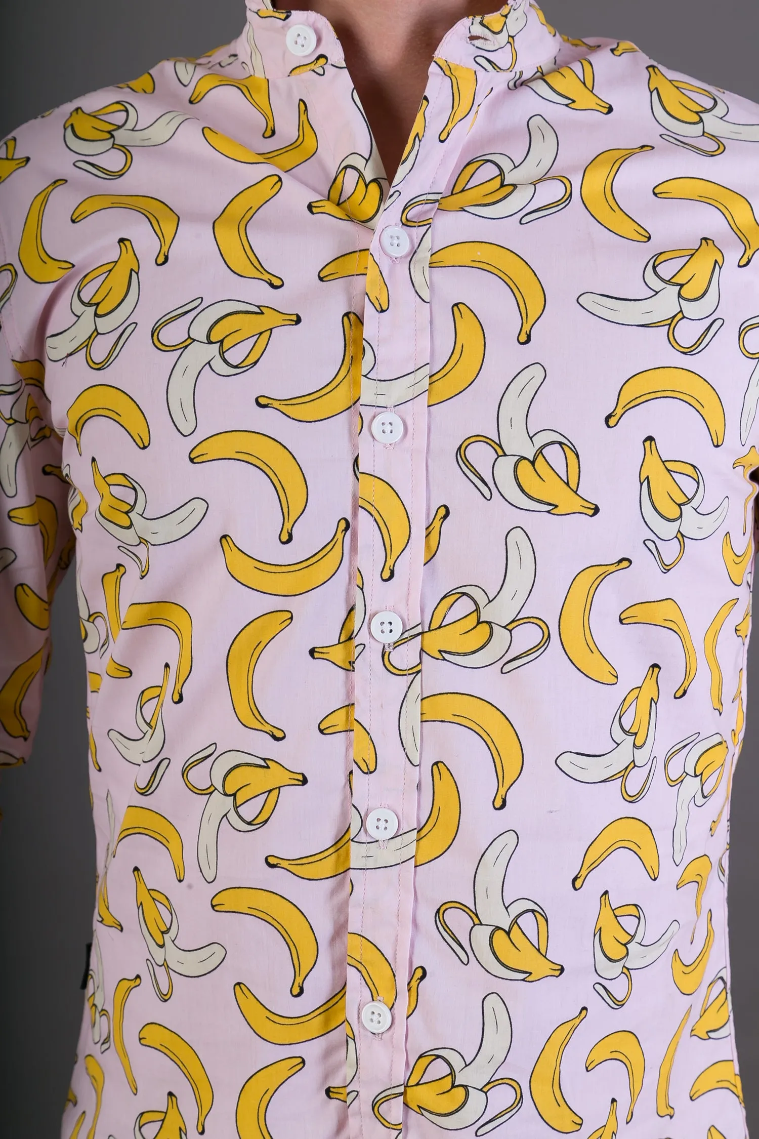 Banana Fruit Pink Cotton Slim-Fit Long-Sleeve Shirt