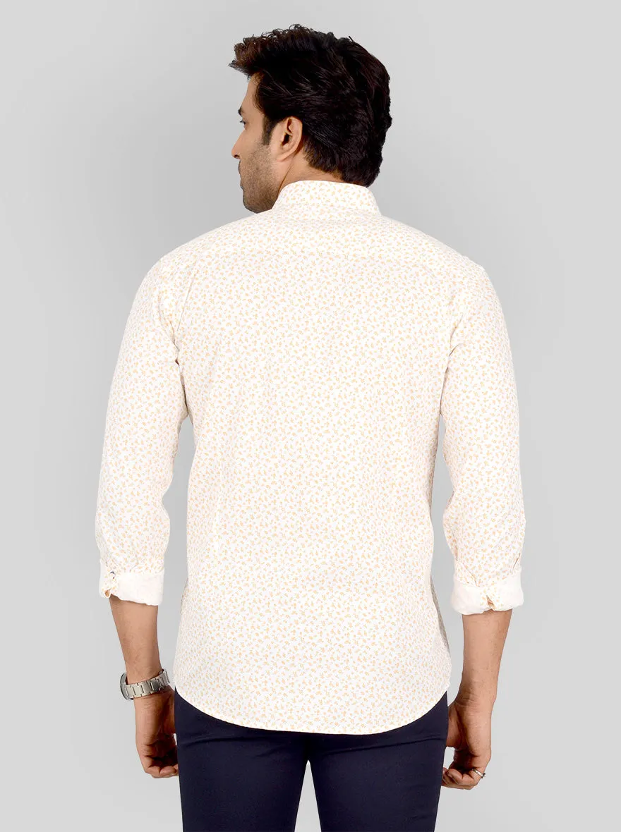 Banana Yellow & White Printed Smart Fit Casual Shirt | Greenfibre