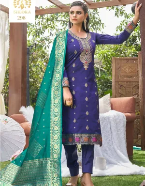 Banarasi Royal Blue Suit Suit Pant Bottom