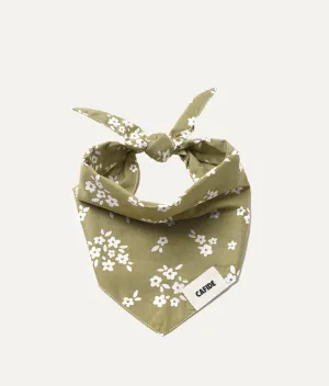 Bandana Perro Diseño Flores Verde, Nata