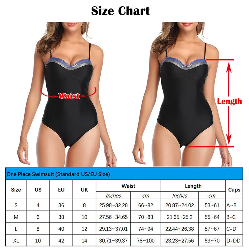 Bandeau One Piece Push Up Strapless Beach Monokini Swimwear Swimsuit Black Women's Bathing Suits