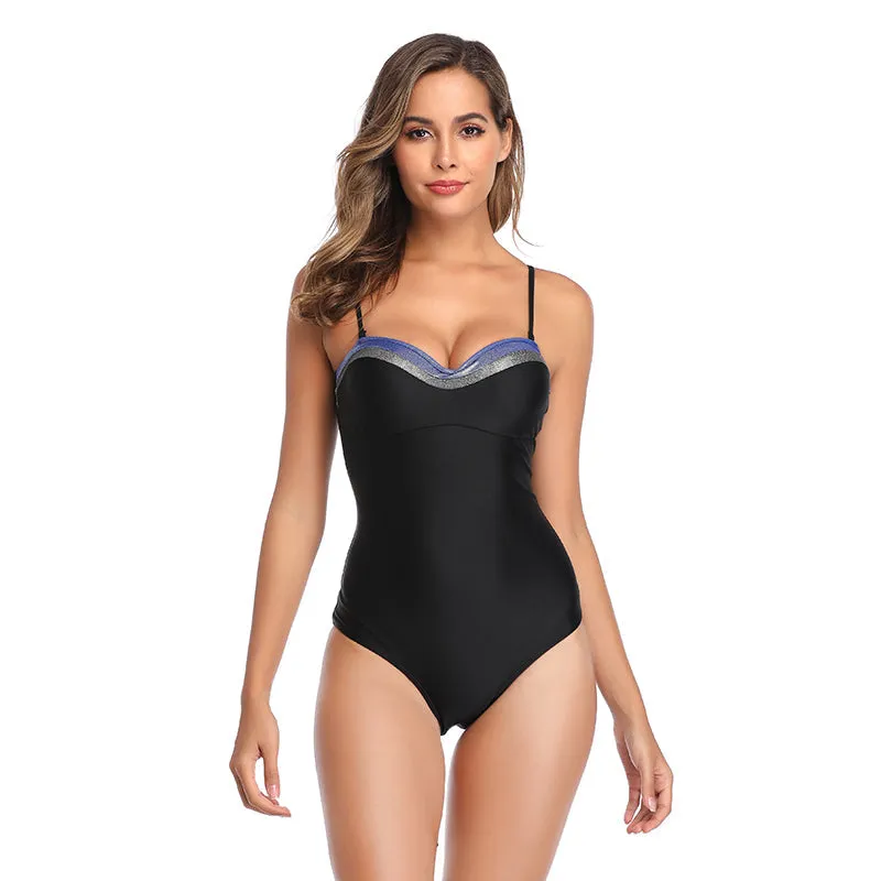 Bandeau One Piece Push Up Strapless Beach Monokini Swimwear Swimsuit Black Women's Bathing Suits