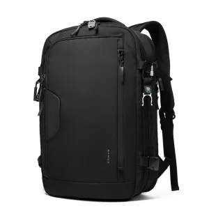 BANGE Large Capacity Expandable Water Resistant Business Travel Laptop Backpack (Black)