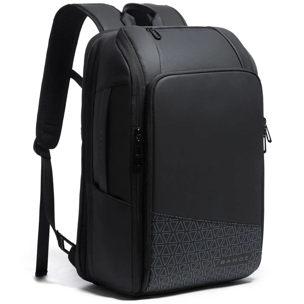 BANGE Large Capacity Water Resistant Expandable Travel Laptop Backpack with USB charging (Black)