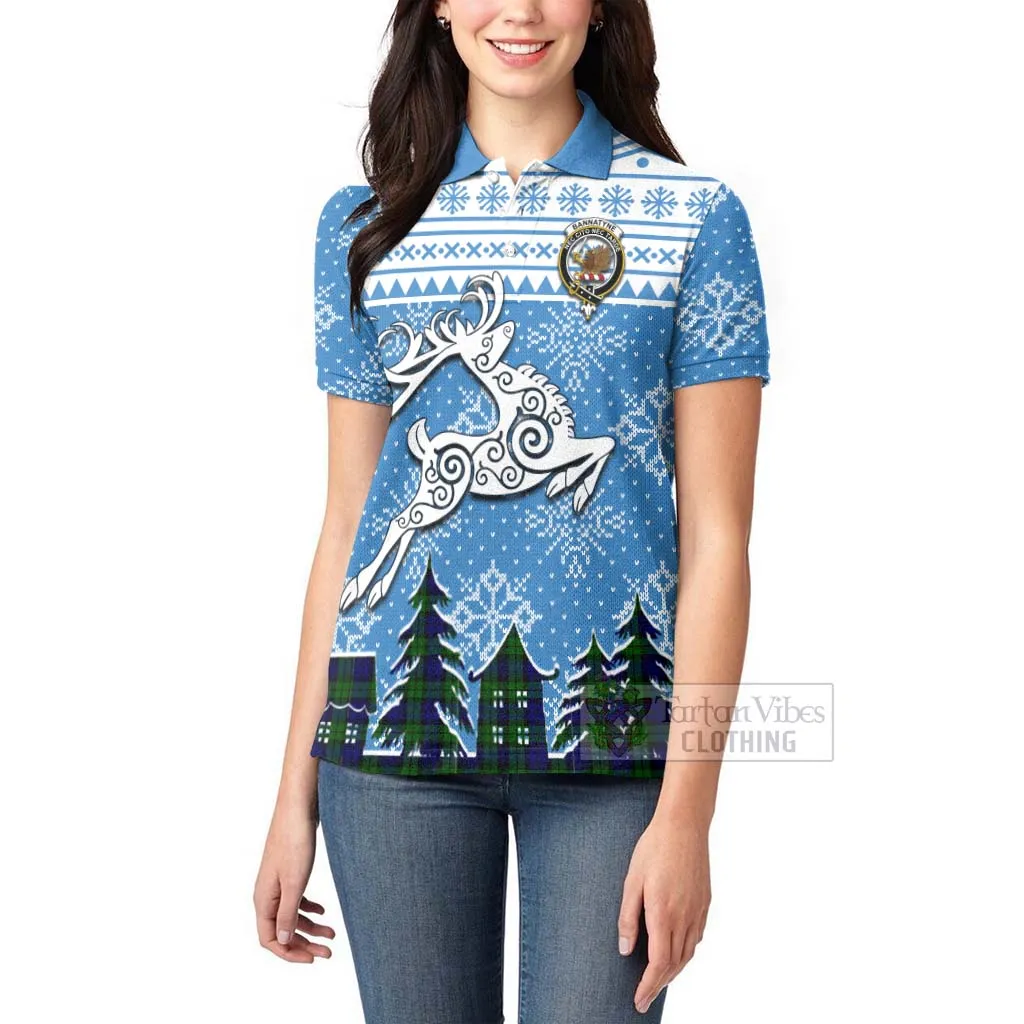 Bannatyne Clan Christmas Women's Polo Shirt Celtic Reindeer Style