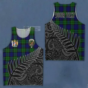 Bannatyne Crest Tartan Men's Tank Top with New Zealand Silver Fern Half Style