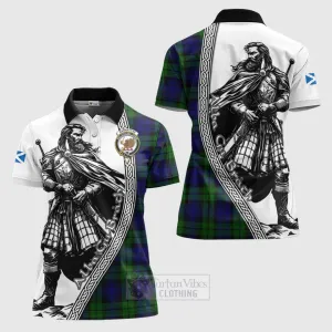 Bannatyne Tartan Clan Crest Women's Polo Shirt with Highlander Warrior Celtic Style