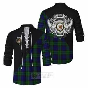 Bannatyne Tartan Ghillie Kilt Shirt with Family Crest and Military Logo Style