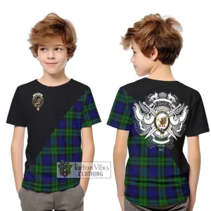 Bannatyne Tartan Kid T-Shirt with Family Crest and Military Logo Style