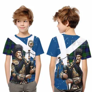 Bannatyne Tartan Kid T-Shirt with Family Crest Scottish Bagpiper Vibes