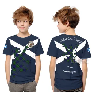 Bannatyne Tartan Lion Rampant Kid T-Shirt Proudly Display Your Heritage with Alba Gu Brath and Clan Name