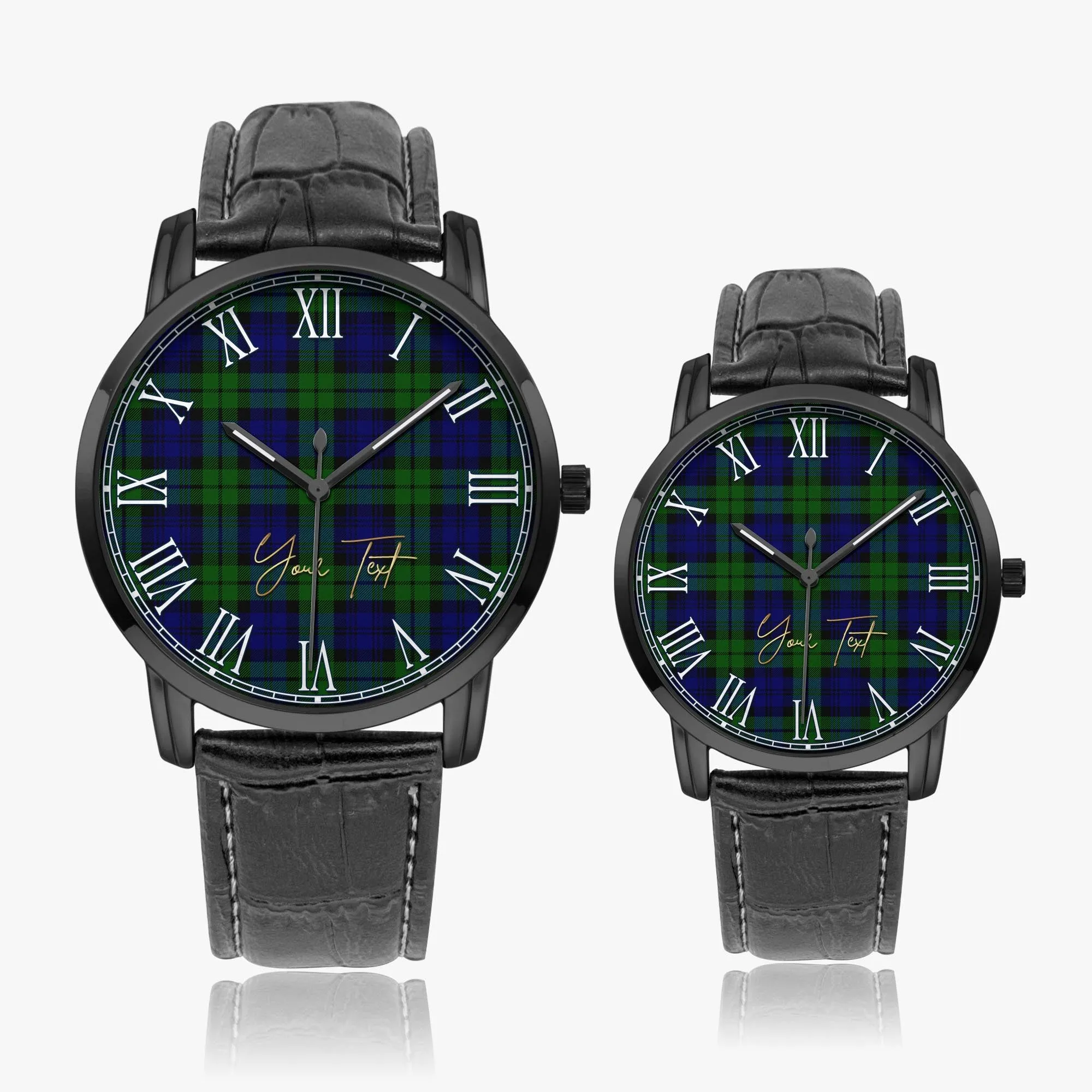 Bannatyne Tartan Personalized Your Text Leather Trap Quartz Watch