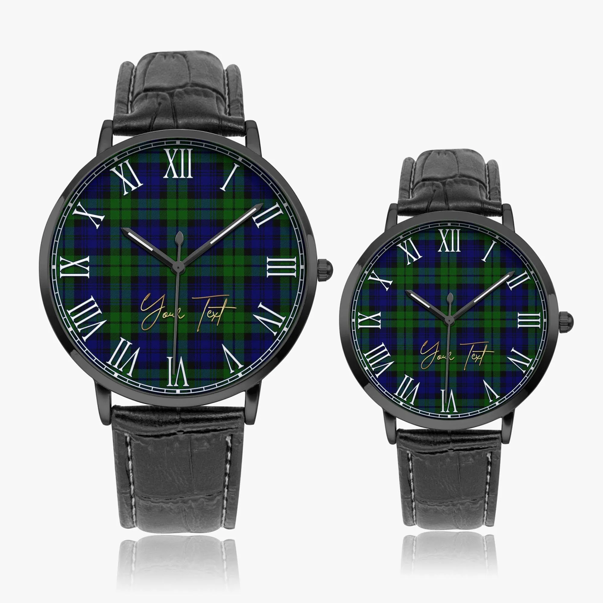 Bannatyne Tartan Personalized Your Text Leather Trap Quartz Watch