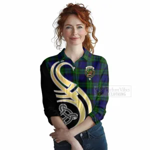 Bannatyne Tartan Women's Casual Shirt with Family Crest and Celtic Symbol Style