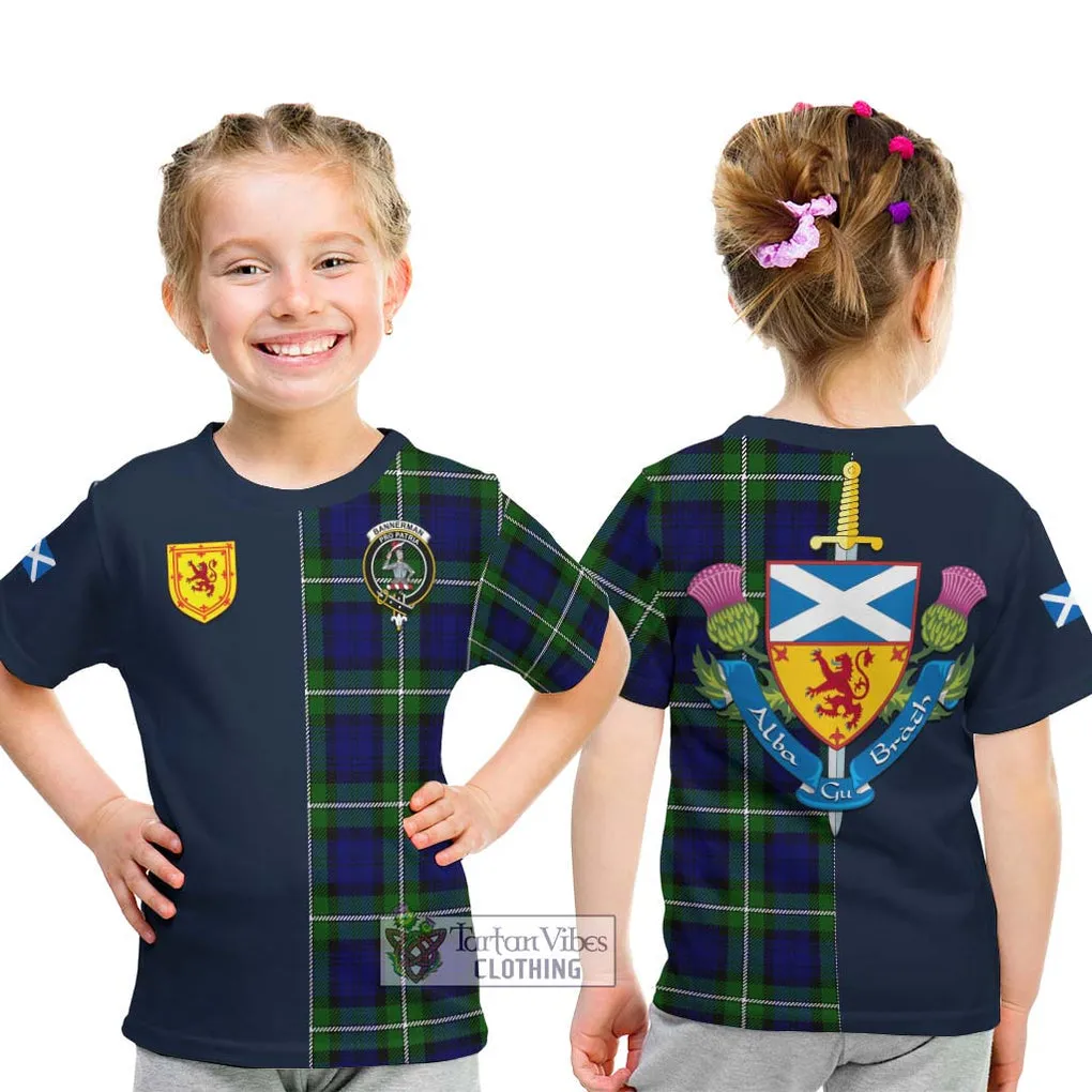 Bannerman Tartan Kid T-Shirt Alba with Scottish Lion Royal Arm Half Style