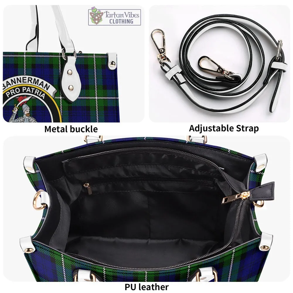 Bannerman Tartan Luxury Leather Handbags with Family Crest