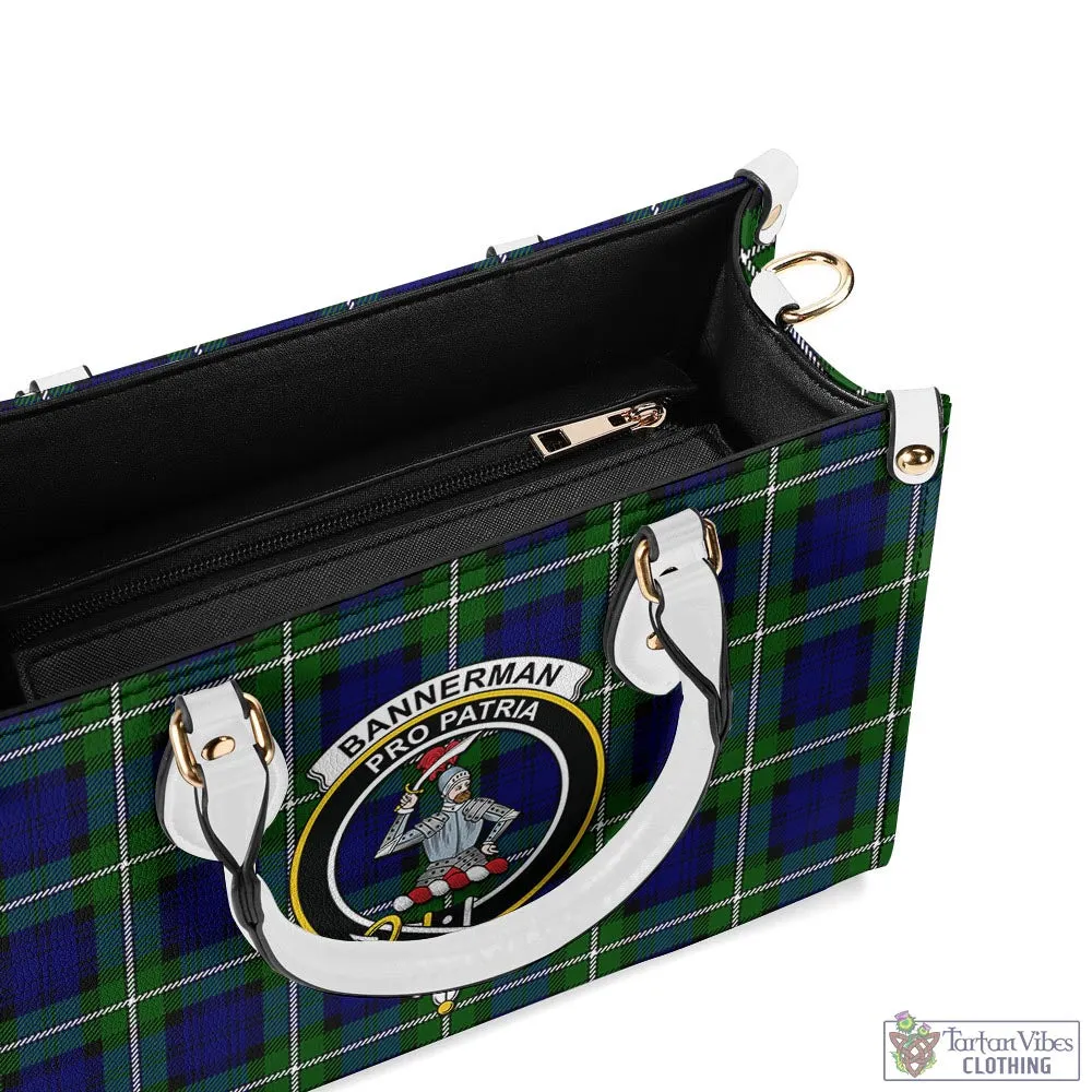 Bannerman Tartan Luxury Leather Handbags with Family Crest