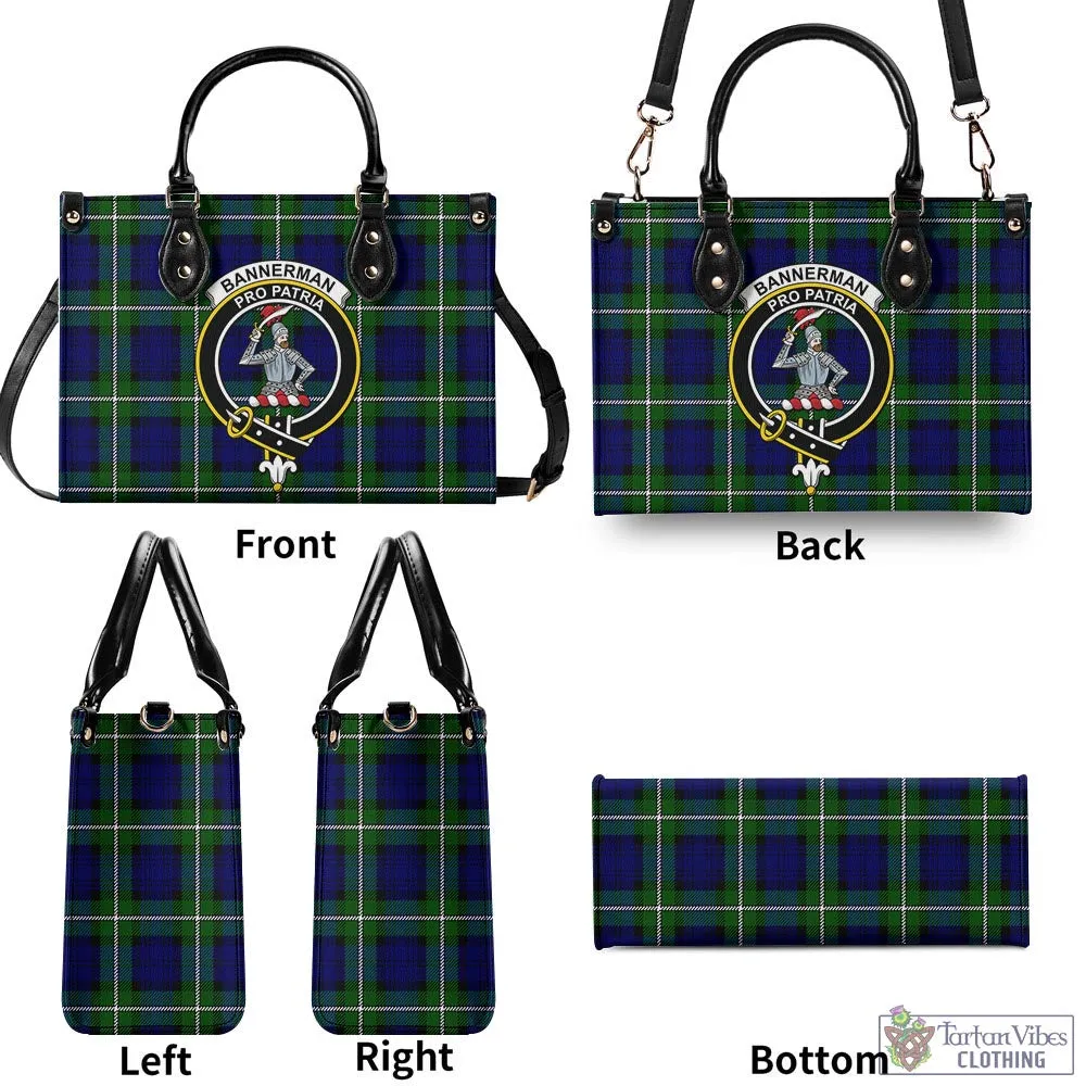 Bannerman Tartan Luxury Leather Handbags with Family Crest