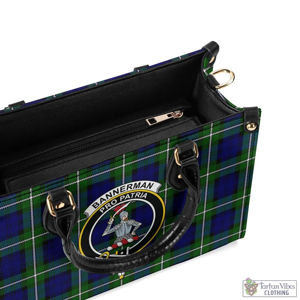 Bannerman Tartan Luxury Leather Handbags with Family Crest