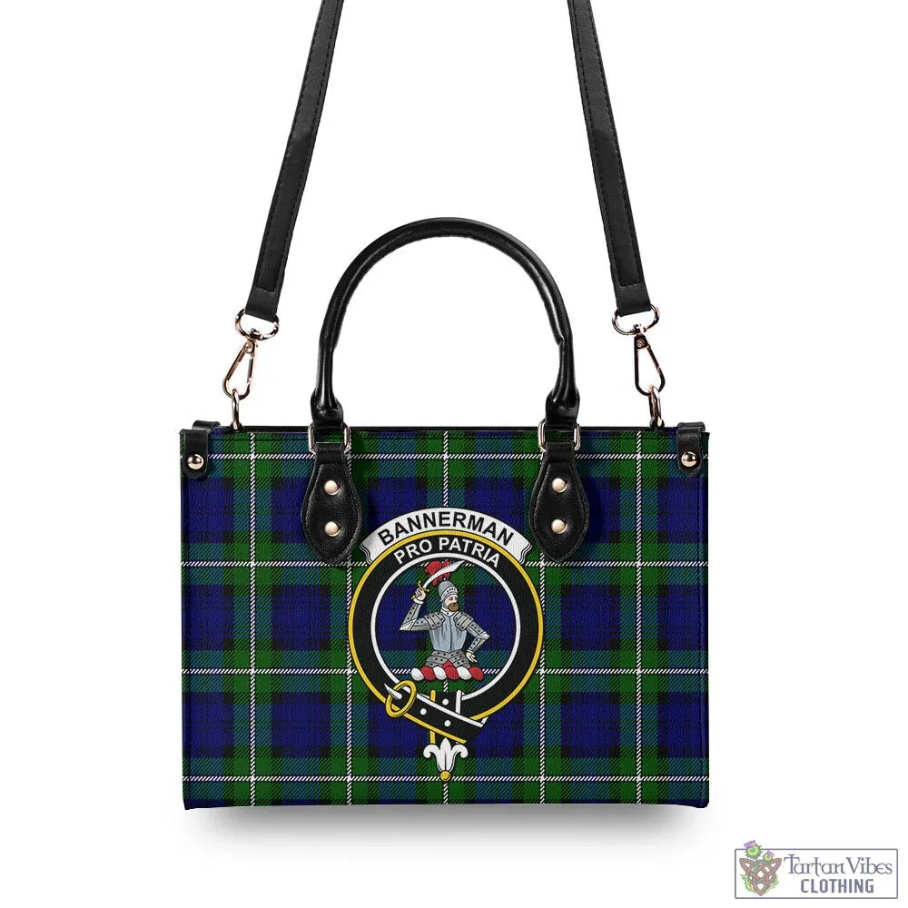 Bannerman Tartan Luxury Leather Handbags with Family Crest