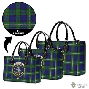 Bannerman Tartan Luxury Leather Handbags with Family Crest