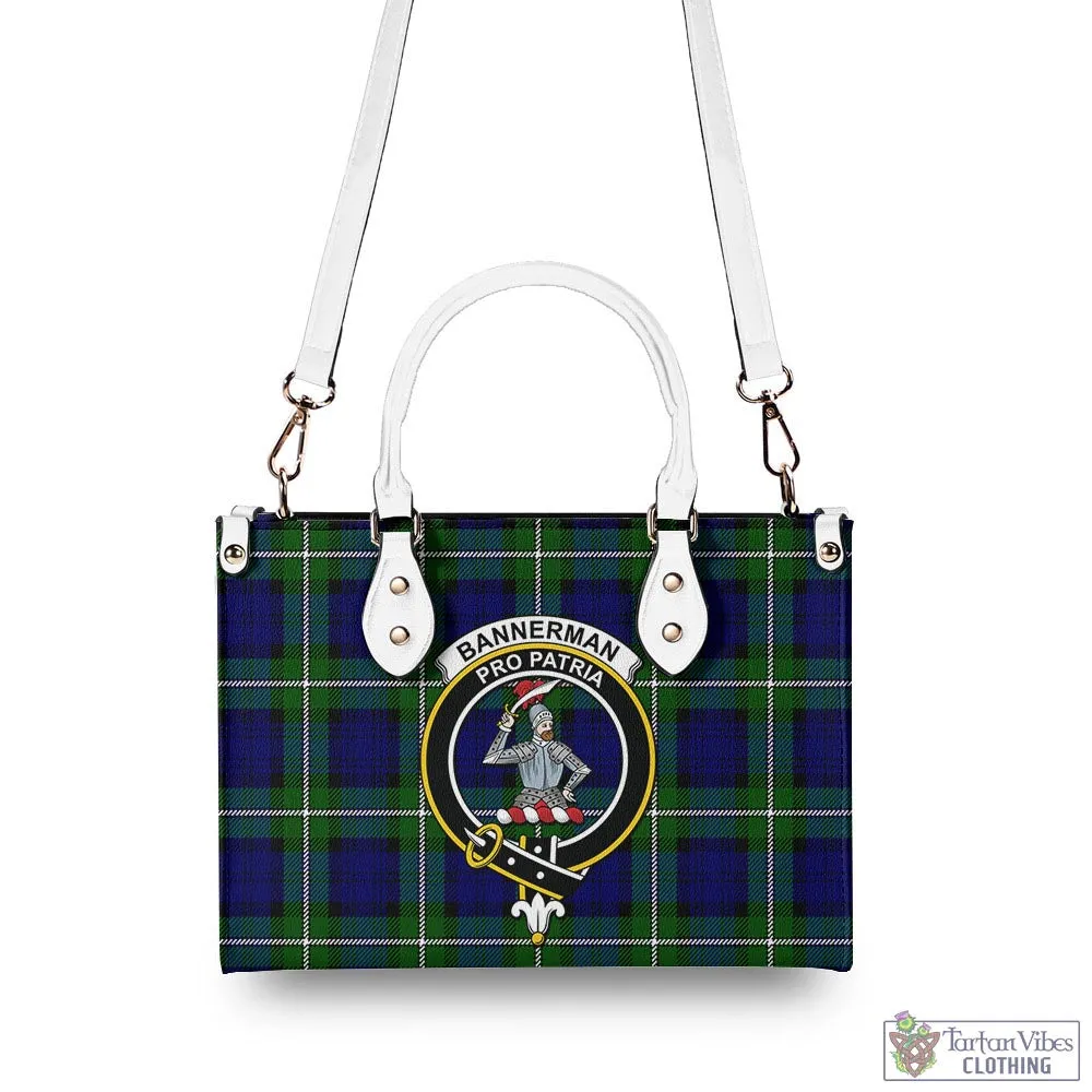 Bannerman Tartan Luxury Leather Handbags with Family Crest