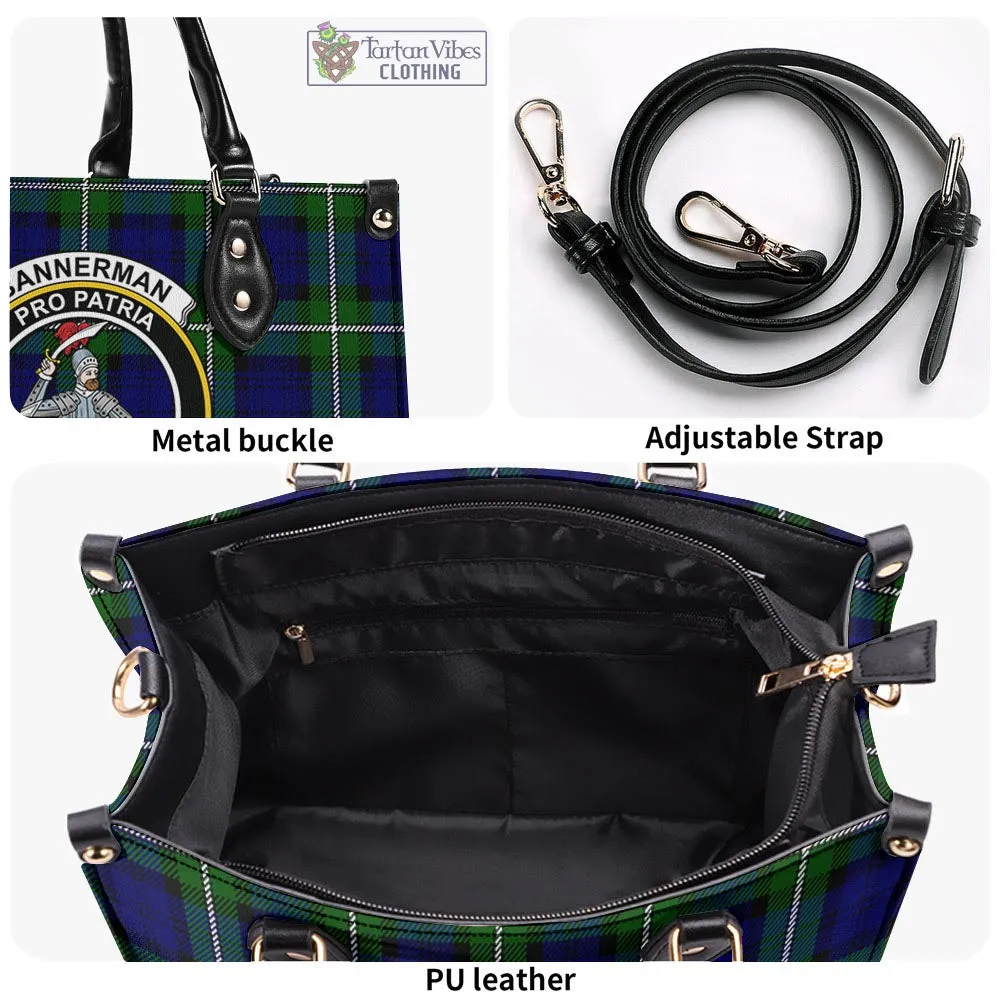 Bannerman Tartan Luxury Leather Handbags with Family Crest