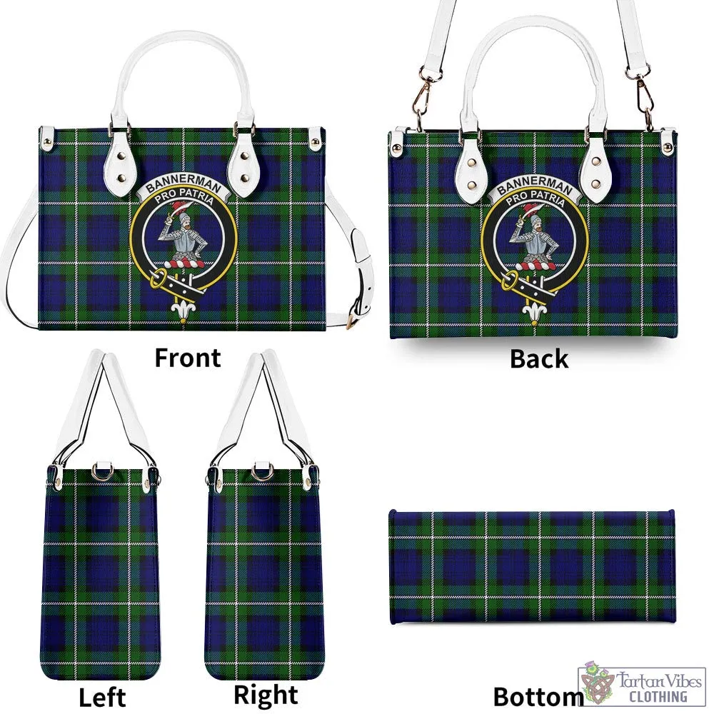 Bannerman Tartan Luxury Leather Handbags with Family Crest