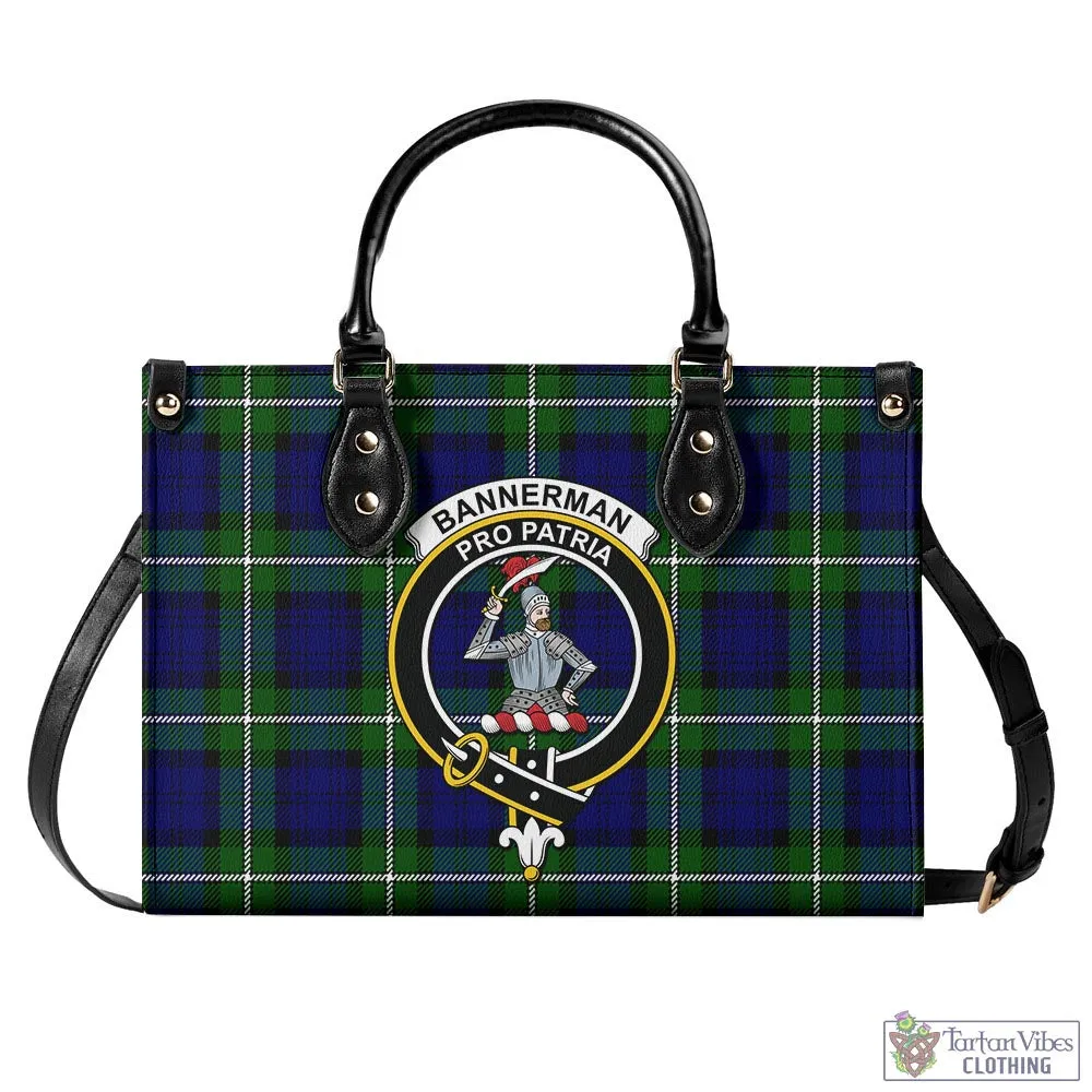 Bannerman Tartan Luxury Leather Handbags with Family Crest