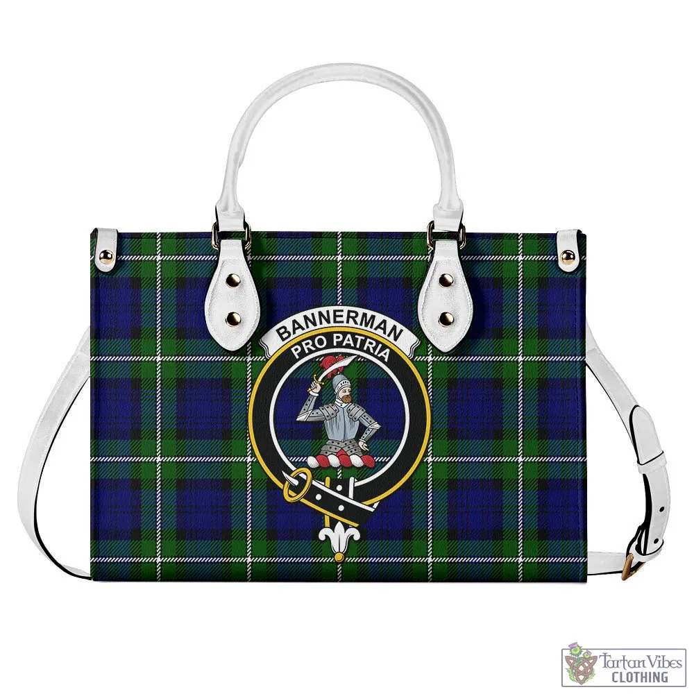 Bannerman Tartan Luxury Leather Handbags with Family Crest