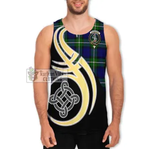 Bannerman Tartan Men's Tank Top with Family Crest and Celtic Symbol Style