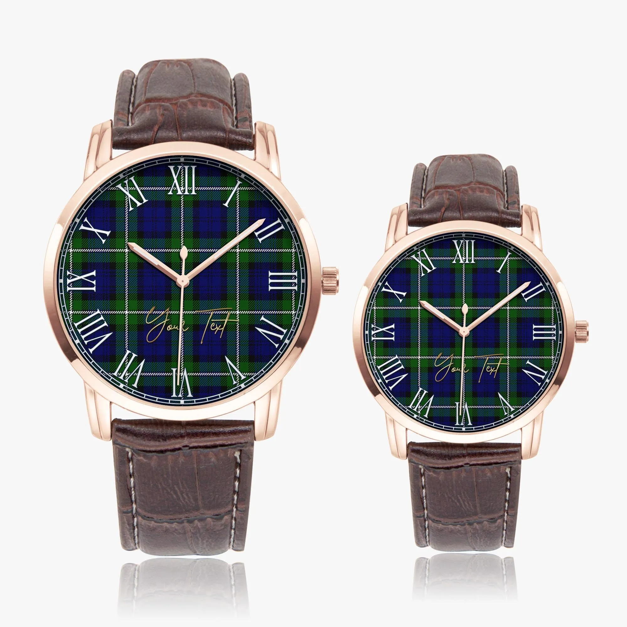 Bannerman Tartan Personalized Your Text Leather Trap Quartz Watch