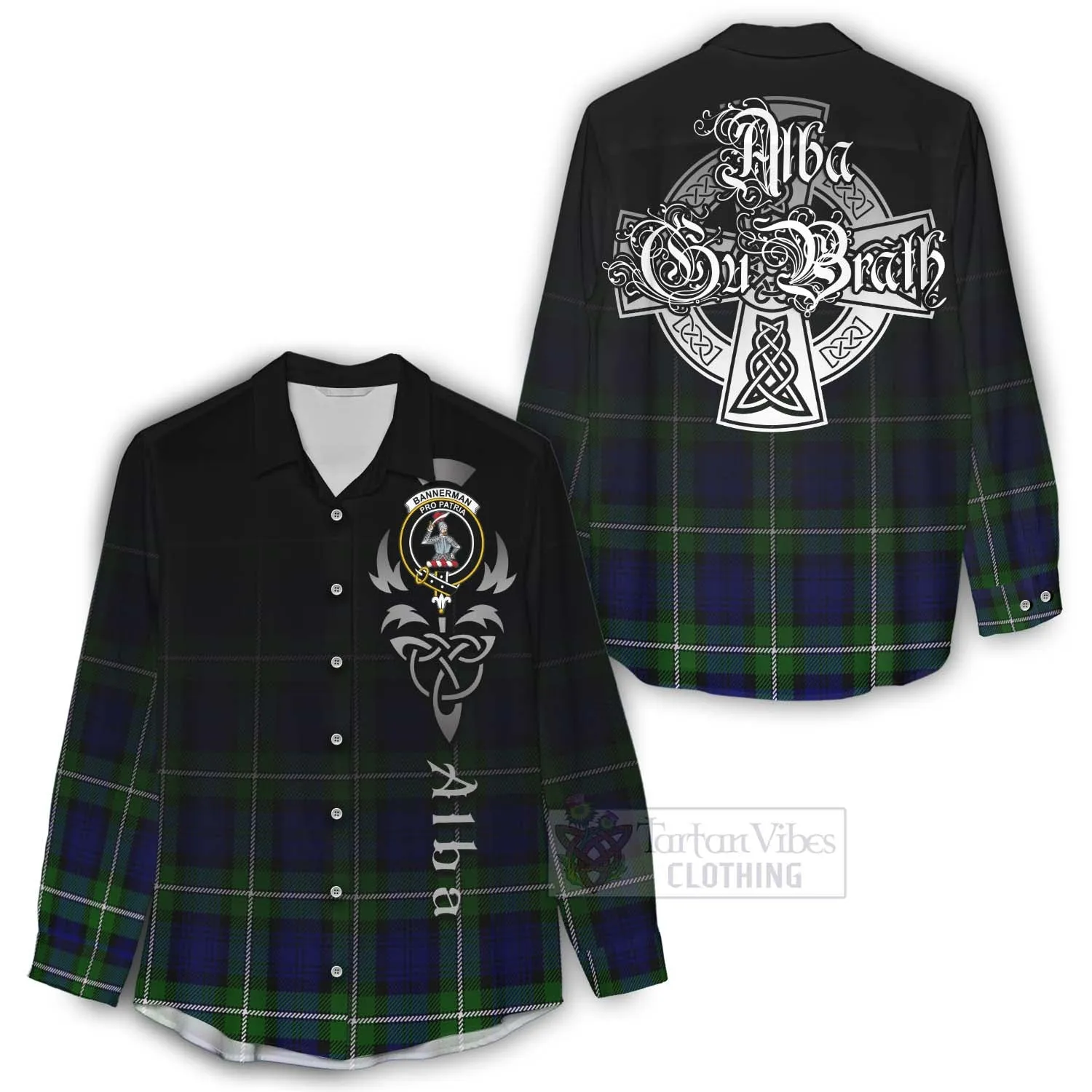 Bannerman Tartan Women's Casual Shirt Featuring Alba Gu Brath Family Crest Celtic Inspired