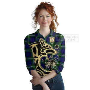 Bannerman Tartan Women's Casual Shirt with Family Crest Celtic Wolf Style