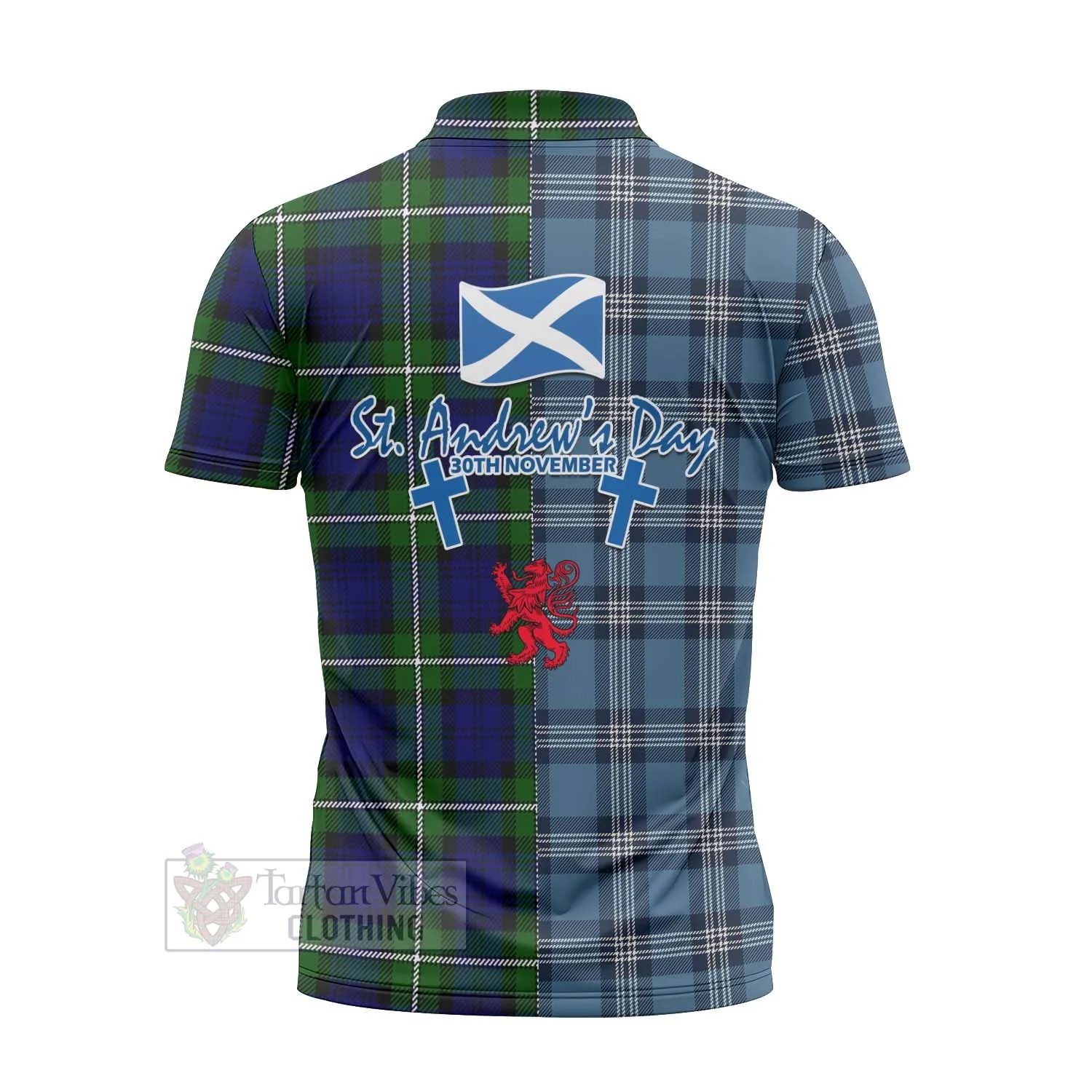 Bannerman Tartan Zipper Polo Shirt Happy St. Andrew's Day Half Tartan Style