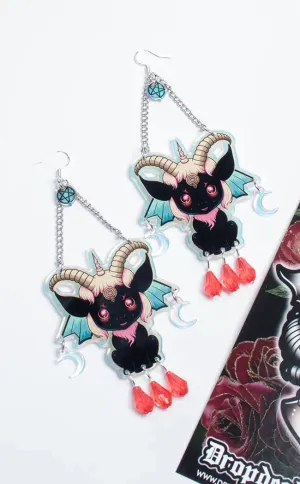 Baphomet Blood Droplet Earrings