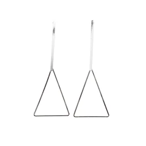 Bar and Triangle Hoop Invisible clip on earrings ( Silver tone )