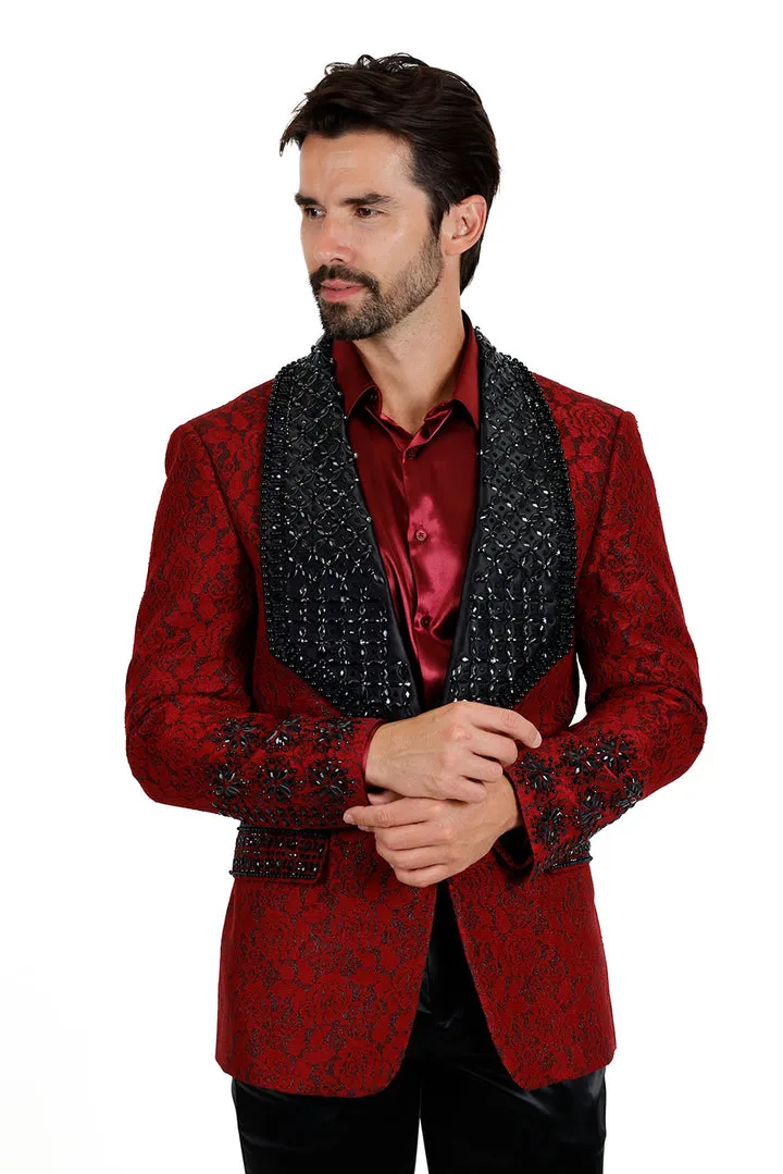 Barabas Elite Red Black STIFF WAY Crystal Blazer