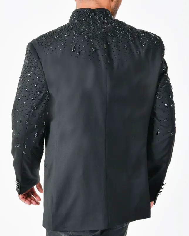 Barabas Men's 'TEARS IN HEAVEN' Black Crystal Blazer