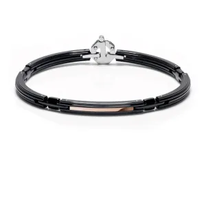 BARAKÀ - BRACCIALE IN CERAMICA NERA, ACCIAIO, PVD NERO CON DIAMANTE