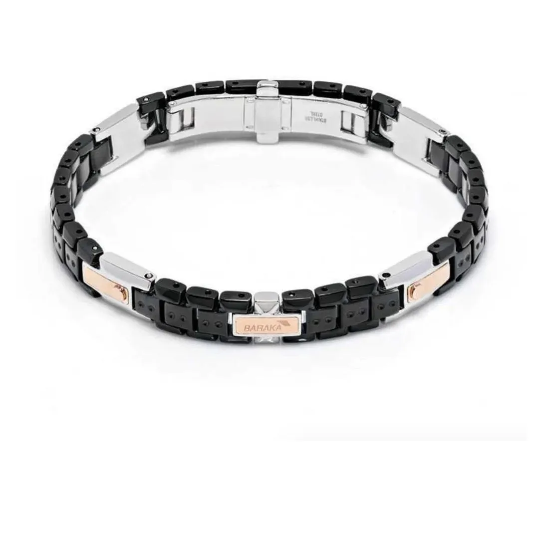 BARAKÀ - BRACCIALE IN ORO, ACCIAIO E PVD NERO