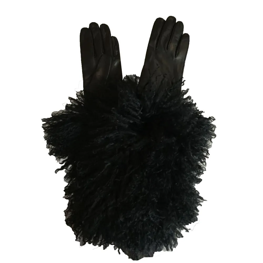 Barbara - Women's Mongolian Fur Leather Gloves