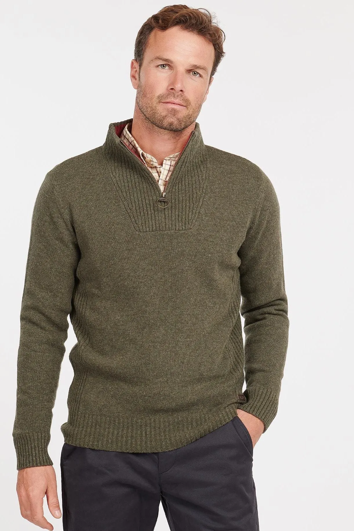 Barbour jumper Nelson essential half zip in Seaweed MKN0863GN73