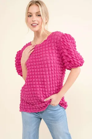 Barbs Bubble Textured Round Neck Top